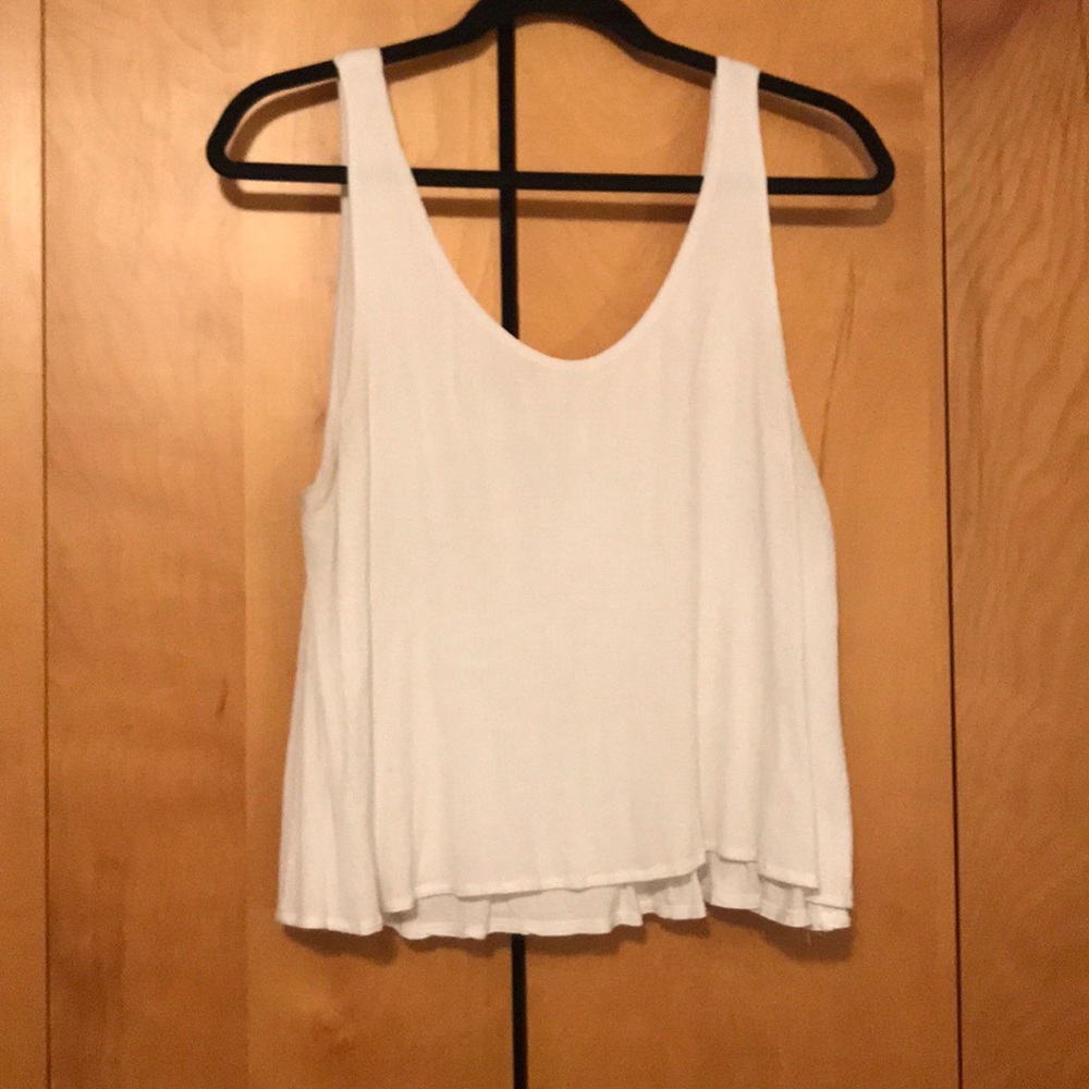 White sleeveless top